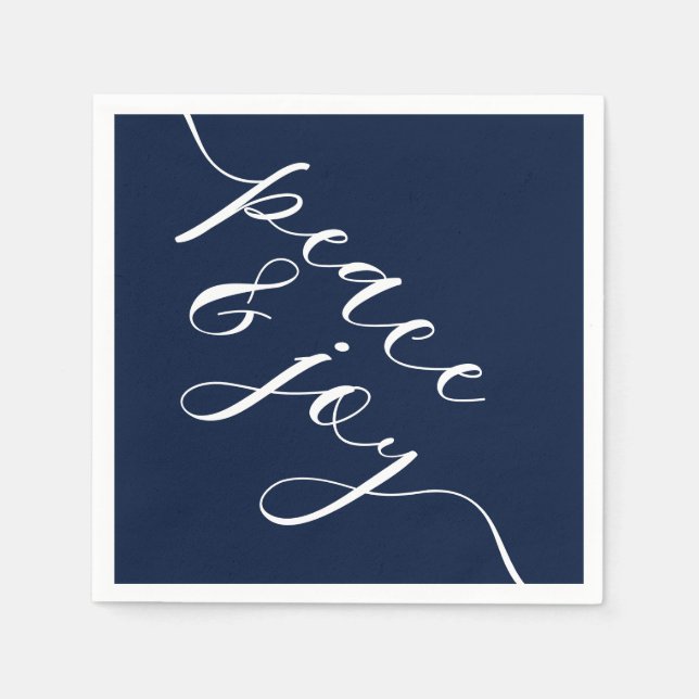 Modern Deep Midnight Blue Peace and Freude Christm Serviette (Vorderseite)