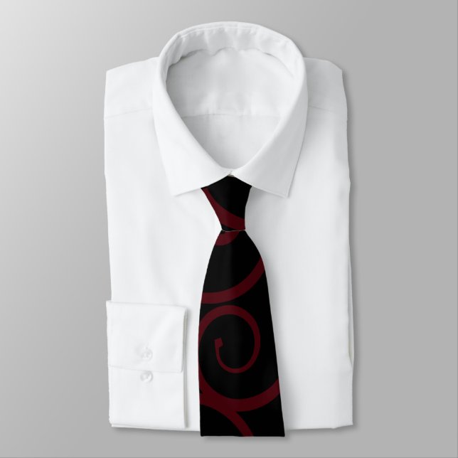 Modern Deep Red Black Niedlich Neck Tie Krawatte (Gebunden)