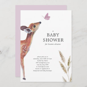 Modern Deer Pink Girl Baby Dusche Einladung