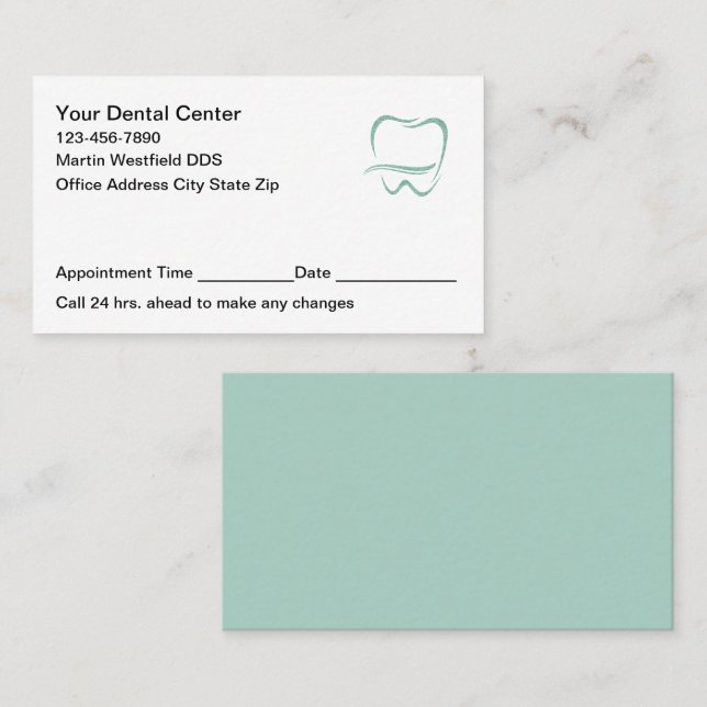 Modern Dentist Office Appointment Cards New Terminkarte (Vorne/Hinten)