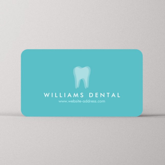 Modern Dentist Tooth Logo auf Aqua Blue Business C Visitenkarte (Von Creator hochgeladen)