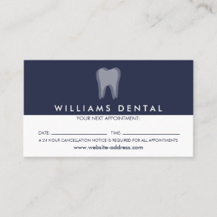 Modern Dentist Tooth Logo auf Navy Blue Apfelzuste Visitenkarte