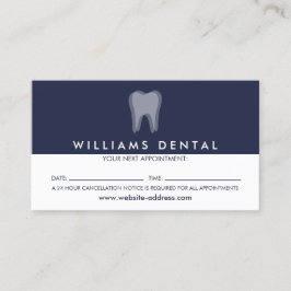 Modern Dentist Tooth Logo auf Navy Blue Apfelzuste Visitenkarte