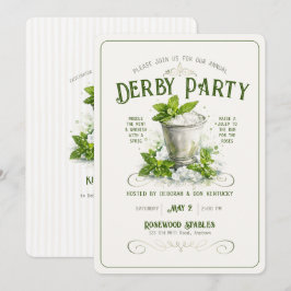 Modern Derby Party Watercolor Mint Julep Elegant Einladung
