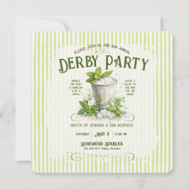 Modern Derby Party Watercolor Mint Julep Elegant Einladung
