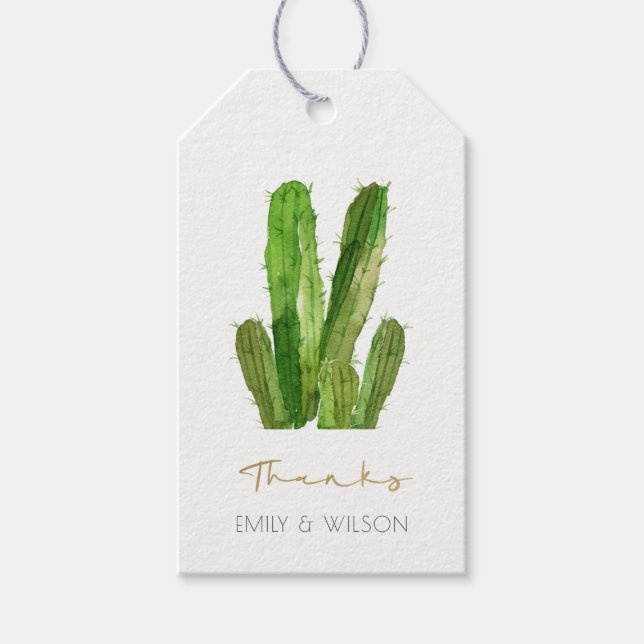 MODERN DESERT CACTUS FOLIAGE WATERCOLOR DANKE GESCHENKANHÄNGER (Vorderseite)