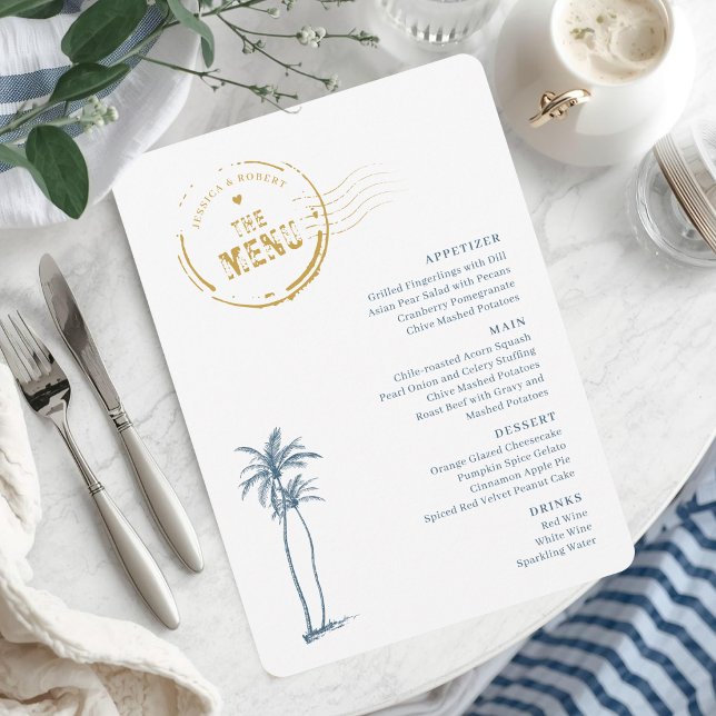 Modern Destination Wedding Menu Card Menükarte (Unique destination wedding menu card)