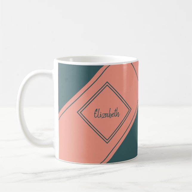 Modern Diagonal Simple Geometric Diamond Kaffeetasse (Links)