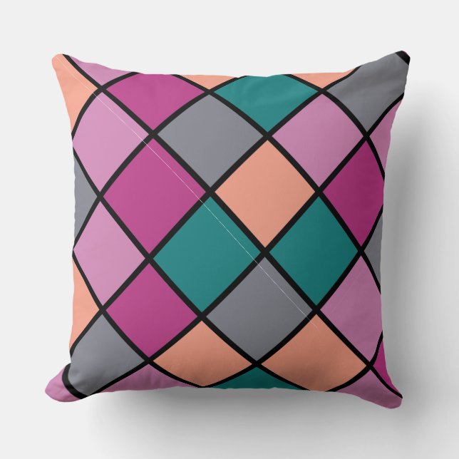 Modern diagonale Fliesen 5 Farben Kissen (Vorderseite)