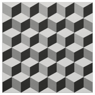 Modern Diamond Grid, Silber, Dunkelgrau und Schwar Stoff