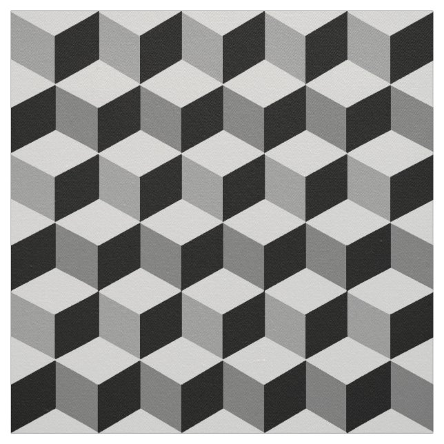 Modern Diamond Grid, Silber, Dunkelgrau und Schwar Stoff (Muster)