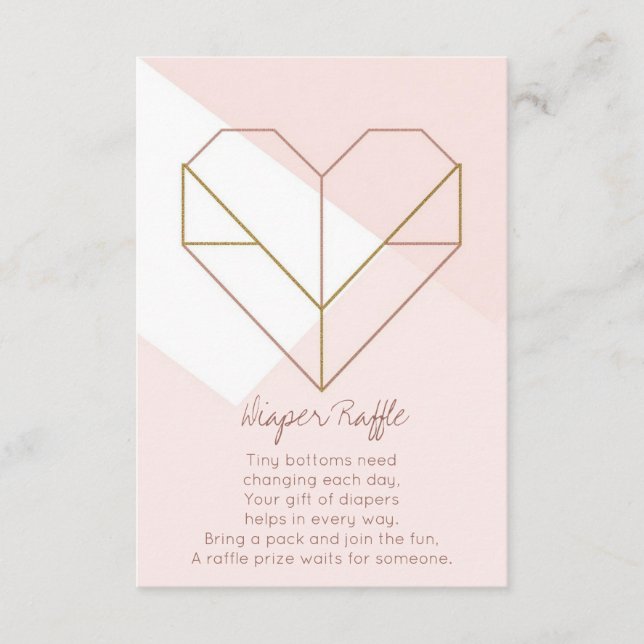 Modern Diaper Raffle Card – Abstract Heart Baby Begleitkarte (Vorderseite)