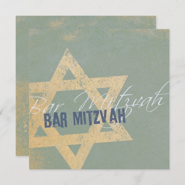 Modern Distressed - Kneipe Mitzvah Invitation Einladung (Vorne/Hinten)