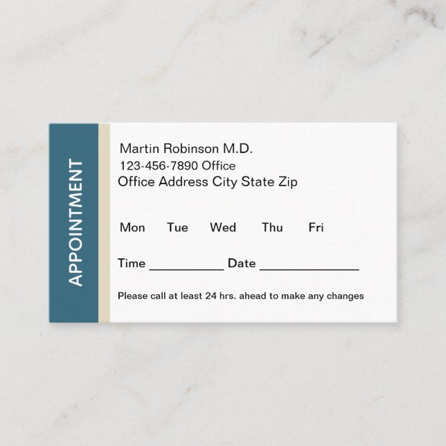 Modern Doctor Office Appointment Cards Terminkarte (Vorderseite)