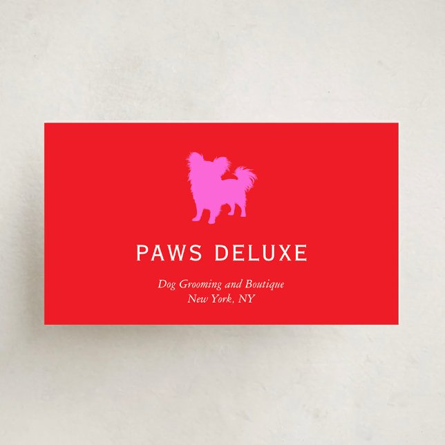 Modern Dog Grooming Silhouette Logo | Red Visitenkarte (Von Creator hochgeladen)