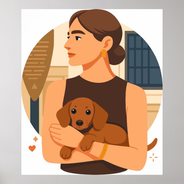Modern Dog Mom Aesthetic With Cute Puppy Poster (Vorne)