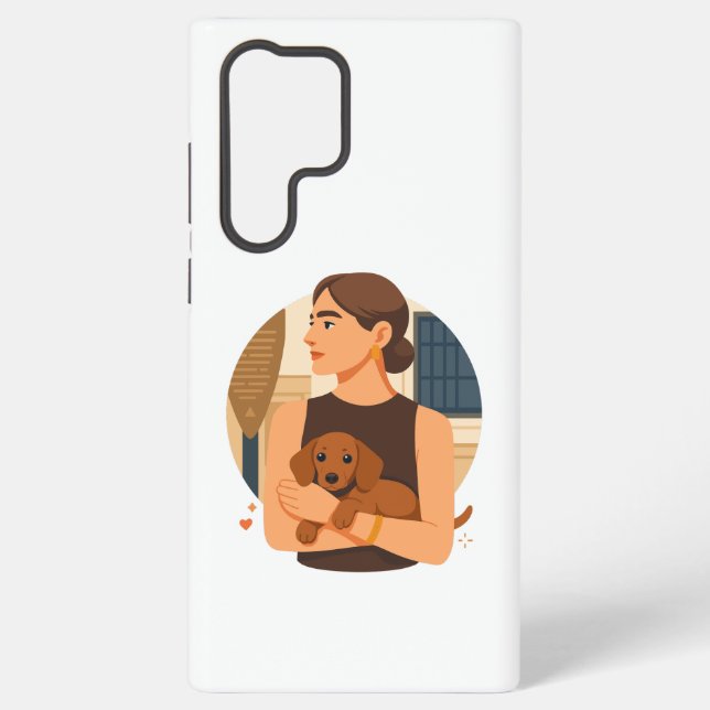 Modern Dog Mom Aesthetic With Cute Puppy Samsung Galaxy Hülle (Rückseite)
