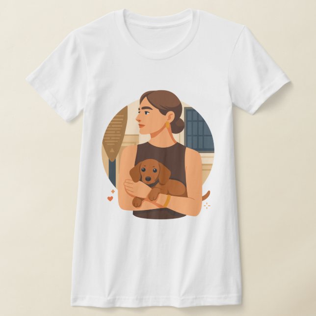 Modern Dog Mom Aesthetic With Cute Puppy T-Shirt (Ablage )