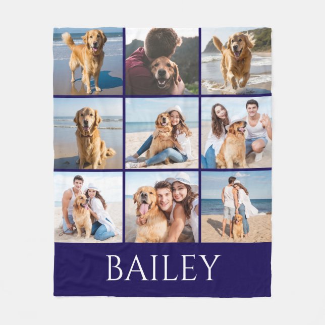  Modern Dog Photo Collage Personalized   Fleecedecke (Vorderseite)