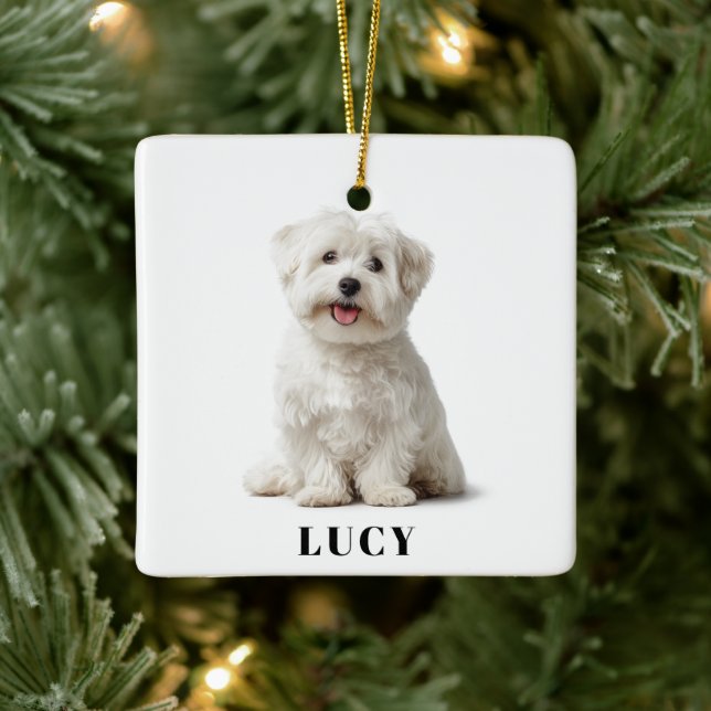Modern Dog Photo | Merry Christmas Ornament (Baum)