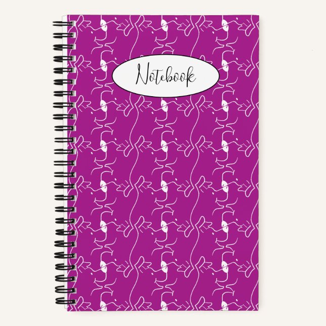 Modern Dog Profile Pattern Pink Custom Small Notizbuch (Vorderseite)