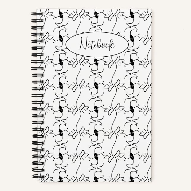 Modern Dog Profile Pattern White Custom Small Notizbuch (Vorderseite)