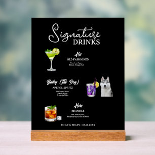 Modern Dog Signature Drinks Hochzeits-Haustier-Bar Acrylschild