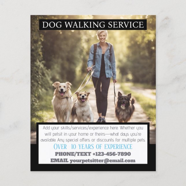MODERN Dog Walker Pet Sitter Foto Kleine Unternehm Flyer (Vorne)