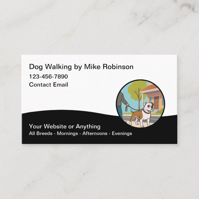 Modern Dog Walking Services Business Cards Visitenkarte (Vorderseite)