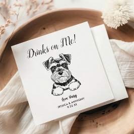 Modern Dog Wedding Cocktail Napkins Serviette