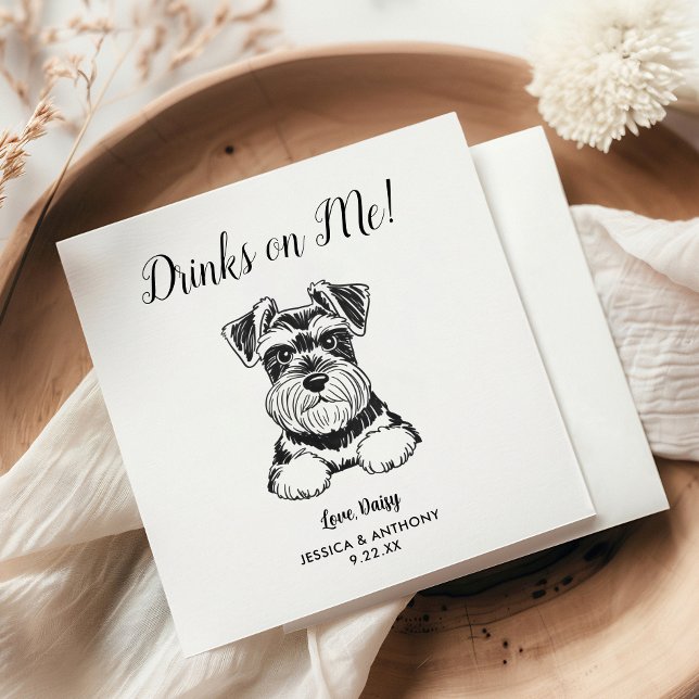 Modern Dog Wedding Cocktail Napkins  Serviette (Von Creator hochgeladen)