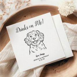 Modern Dog Wedding Cocktail Napkins Serviette