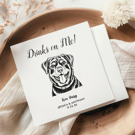 Modern Dog Wedding Cocktail Napkins Serviette