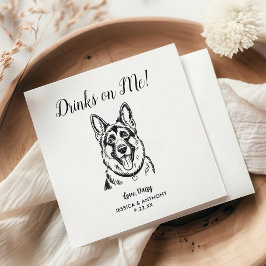 Modern Dog Wedding Cocktail Napkins Serviette