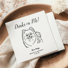 Modern Dog Wedding Cocktail Napkins Serviette