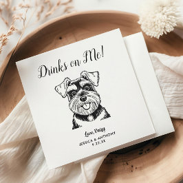 Modern Dog Wedding Cocktail Napkins Serviette