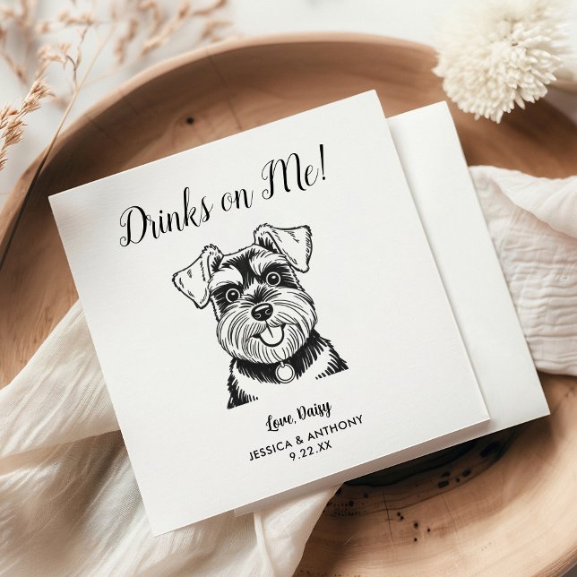 Modern Dog Wedding Cocktail Napkins  Serviette (Von Creator hochgeladen)