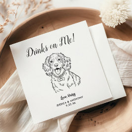 Modern Dog Wedding Cocktail Napkins Serviette