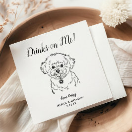 Modern Dog Wedding Cocktail Napkins Serviette