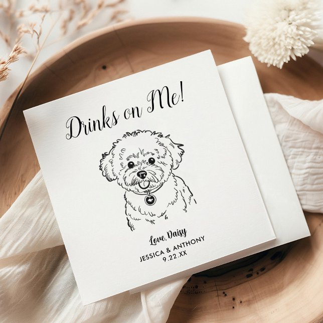 Modern Dog Wedding Cocktail Napkins  Serviette (Von Creator hochgeladen)
