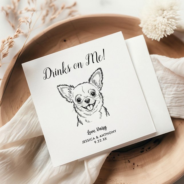 Modern Dog Wedding Cocktail Napkins  Serviette (Von Creator hochgeladen)