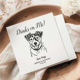 Modern Dog Wedding Cocktail Napkins Serviette