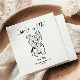 Modern Dog Wedding Cocktail Napkins Serviette