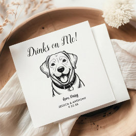 Modern Dog Wedding Cocktail Napkins Serviette