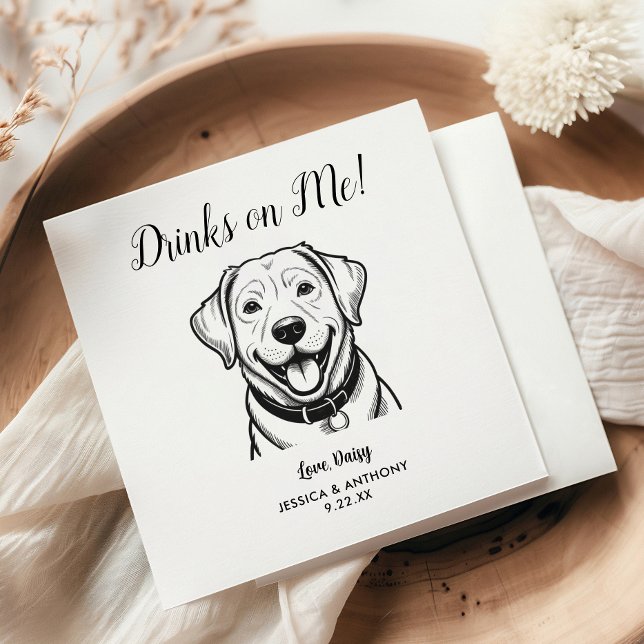 Modern Dog Wedding Cocktail Napkins  Serviette (Von Creator hochgeladen)