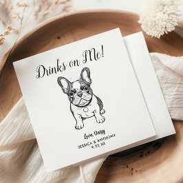 Modern Dog Wedding Cocktail Napkins Serviette