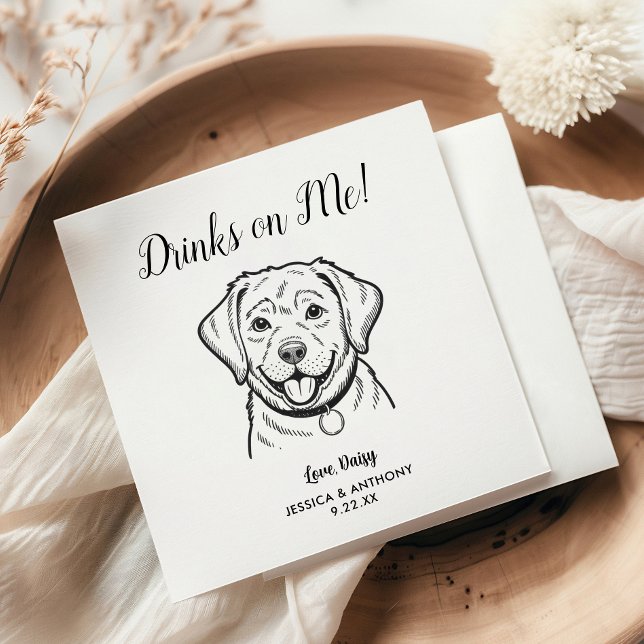 Modern Dog Wedding Cocktail Napkins  Serviette (Von Creator hochgeladen)
