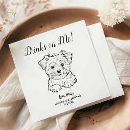 Modern Dog Wedding Cocktail Napkins Serviette