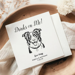 Modern Dog Wedding Cocktail Napkins Serviette