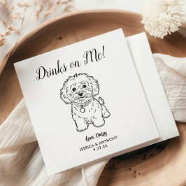 Modern Dog Wedding Cocktail Napkins Serviette